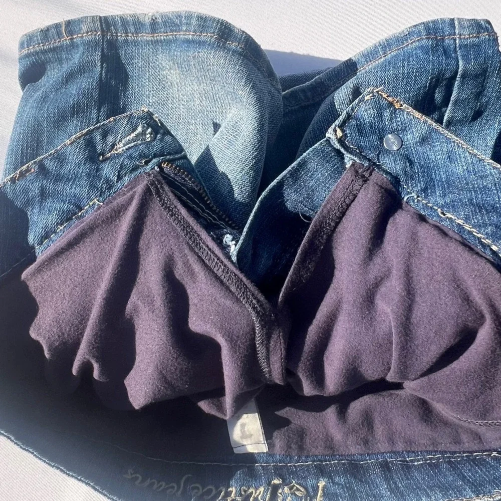 Justice Girls Denim Skort Medium Wash Heart Detail Size 7 Regular Mini Skirt